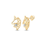 10kt Yellow Gold Womens Round Diamond Unicorn Earrings 1/20 Cttw