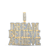 10kt Yellow Gold Mens Baguette Diamond Dream Believe Achieve Charm Pendant 4-1/2 Cttw