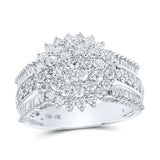 10kt White Gold Womens Round Diamond Cluster Ring 1-1/2 Cttw