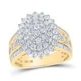 10kt Yellow Gold Womens Round Diamond Oval Cluster Ring 1-1/2 Cttw