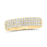 14kt Yellow Gold Womens Round Diamond Pave Band Ring 1/2 Cttw