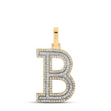 10kt Two-tone Gold Womens Round Diamond B Initial Letter Pendant 1/2 Cttw