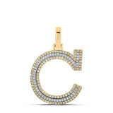 10kt Two-tone Gold Womens Round Diamond C Initial Letter Pendant 3/8 Cttw