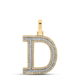 10kt Two-tone Gold Womens Round Diamond D Initial Letter Pendant 1/2 Cttw