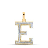 10kt Two-tone Gold Womens Round Diamond E Initial Letter Pendant 1/2 Cttw