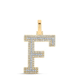 10kt Two-tone Gold Womens Round Diamond F Initial Letter Pendant 3/8 Cttw