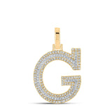 10kt Two-tone Gold Womens Round Diamond G Initial Letter Pendant 3/8 Cttw