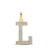 10kt Two-tone Gold Womens Round Diamond L Initial Letter Pendant 1/3 Cttw