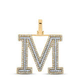 10kt Two-tone Gold Womens Round Diamond M Initial Letter Pendant 3/4 Cttw
