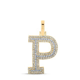 10kt Two-tone Gold Womens Round Diamond P Initial Letter Pendant 3/8 Cttw