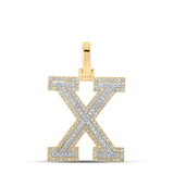 10kt Two-tone Gold Womens Round Diamond X Initial Letter Pendant 1/2 Cttw