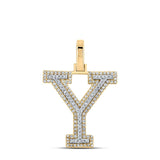 10kt Two-tone Gold Womens Round Diamond Y Initial Letter Pendant 3/8 Cttw