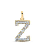 10kt Two-tone Gold Womens Round Diamond Z Initial Letter Pendant 3/8 Cttw