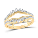 14kt Yellow Gold Womens Round Diamond Wrap Enhancer Wedding Band 3/8 Cttw