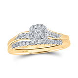 10kt Yellow Gold Princess Diamond Halo Bridal Wedding Ring Band Set 1/3 Cttw