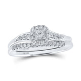 10kt White Gold Princess Diamond Halo Bridal Wedding Ring Band Set 1/3 Cttw