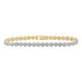 10kt Yellow Gold Womens Round Diamond Fashion Bracelet 4-3/8 Cttw