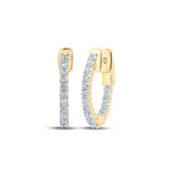 14kt Yellow Gold Womens Round Diamond In Out Hoop Earrings 1 Cttw