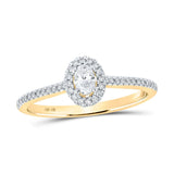 10kt Yellow Gold Oval Diamond Halo Bridal Wedding Engagement Ring 1/3 Cttw