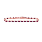 10kt Rose Gold Womens Oval Ruby Diamond Fashion Bracelet 9 Cttw