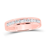 14kt Rose Gold Womens Round Diamond Single Row Band Ring 1/2 Cttw