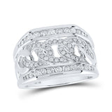 10kt White Gold Mens Round Diamond Curb Link Band Ring 1 Cttw