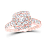 14kt Rose Gold Round Diamond Square Bridal Wedding Engagement Ring 1 Cttw