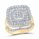 10kt Yellow Gold Womens Round Diamond Square Ring 2-3/4 Cttw