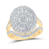 10kt Yellow Gold Womens Round Diamond Oval Ring 2-3/8 Cttw