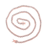 10kt Rose Gold Mens Round Diamond 16-inch Tennis Chain Necklace 4-3/8 Cttw