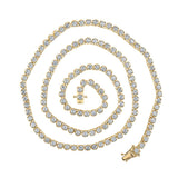 14kt Yellow Gold Mens Round Diamond 20-inch Tennis Chain Necklace 11-1/4 Cttw