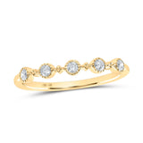 10kt Yellow Gold Womens Round Diamond Dot Stackable Band Ring 1/6 Cttw