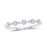 10kt White Gold Womens Round Diamond Dot Stackable Band Ring 1/6 Cttw