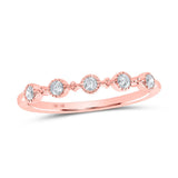 10kt Rose Gold Womens Round Diamond Dot Stackable Band Ring 1/6 Cttw