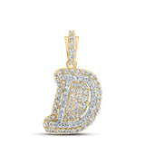 10kt Yellow Gold Mens Round Diamond Small D Initial Letter Charm Pendant 1/5 Cttw