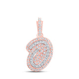10kt Rose Gold Mens Round Diamond O Initial Letter Charm Pendant 1/5 Cttw