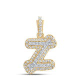 10kt Yellow Gold Mens Round Diamond Z Initial Charm Pendant 1/5 Cttw