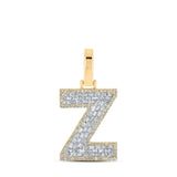 10kt Yellow Gold Mens Baguette Diamond Z Initial Letter Charm Pendant 1/2 Cttw