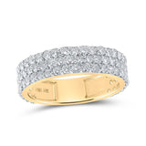 10kt Yellow Gold Mens Round Diamond 3-Row Pave Band Ring 2-5/8 Cttw