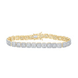 10kt Yellow Gold Mens Baguette Diamond Link Bracelet 3-3/4 Cttw