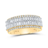 10kt Yellow Gold Mens Baguette Diamond Band Ring 1-1/3 Cttw