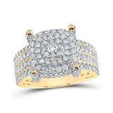 10kt Yellow Gold Mens Round Diamond Square Ring 2-3/4 Cttw