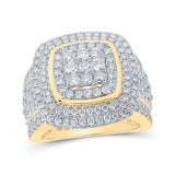 10kt Yellow Gold Mens Round Diamond Square Cluster Ring 3-3/4 Cttw