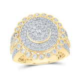 10kt Yellow Gold Mens Round Diamond Circle Cluster Ring 2-5/8 Cttw