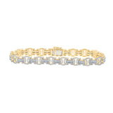 14kt Yellow Gold Mens Round Diamond 8.5-inch Flat Byzantine Link Bracelet 3-3/4 Cttw
