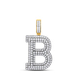 14kt Yellow Gold Mens Round Diamond B Initial Letter Charm Pendant 2 Cttw