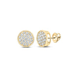14kt Yellow Gold Mens Round Diamond Button Cluster Earrings 1/4 Cttw