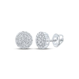 14kt White Gold Mens Round Diamond Cluster Earrings 3/4 Cttw