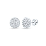 14kt White Gold Mens Round Diamond Cluster Earrings 1-1/4 Cttw