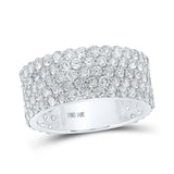 14kt White Gold Mens Round Diamond 5-Row Pave Band Ring 5-3/8 Cttw
